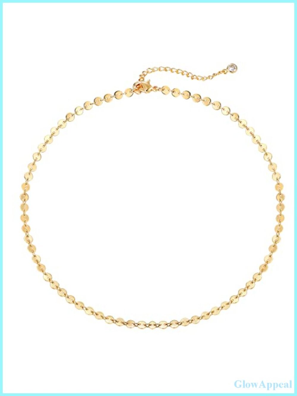 Dainty 14k Gold Plated Choker Necklace Coin Disc Figaro Layered Women